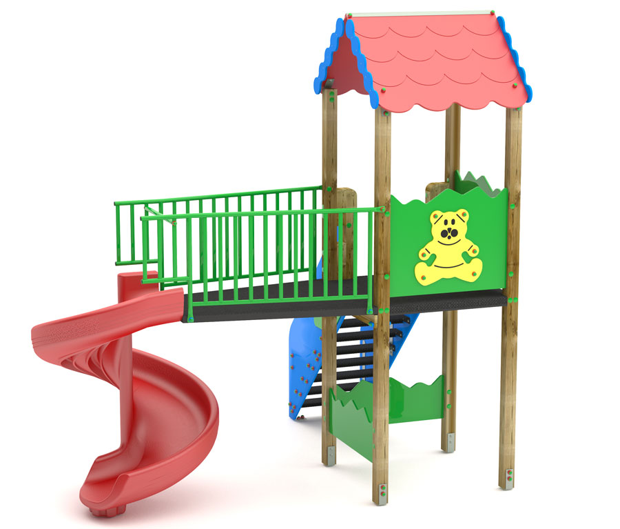 Torretta gioco per esterno con scivolo a tunnel- Torrette Medie per bambini  da giardino/da esterno